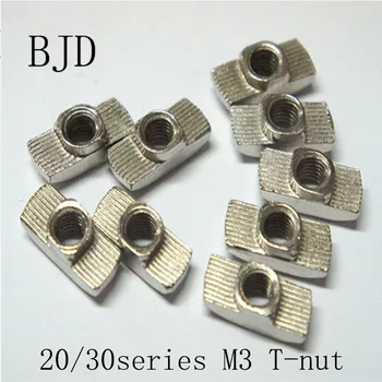 

50Pcs 20/30 Series M3 3mm Hammer Nut Aluminum Connector T Fastener Sliding Nuts Nickel Plated Carbon Steel for Aluminum Profile