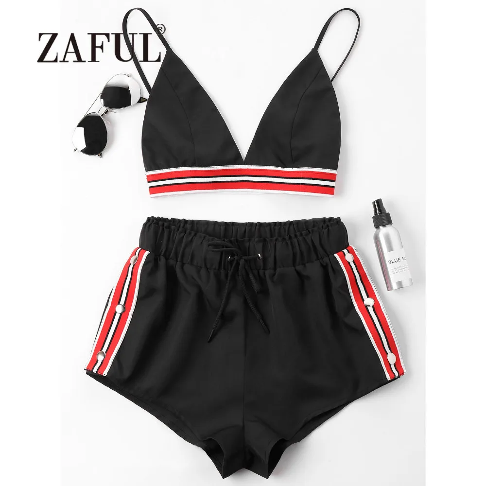 Женский пляжный комбинезон ZAFUL спортивный костюм в полоску с цветными блоками на