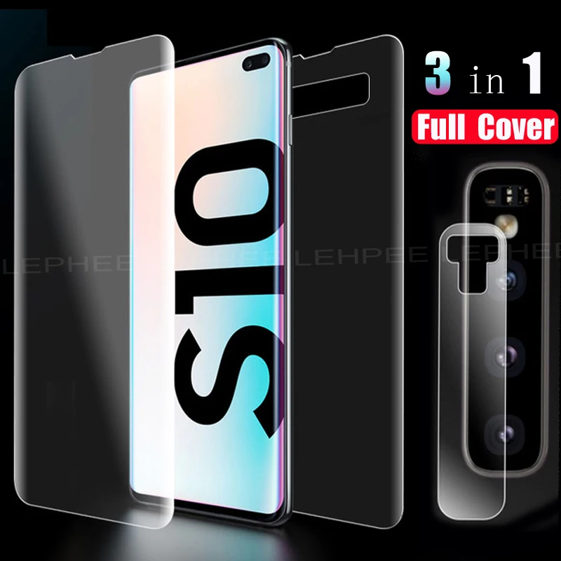 

3D Full Cover Film on For Samsung Galaxy S10 5G S10E S10 Plus Screen Protector Hydrogel Front Film + Back Film+Camera Lens Glass