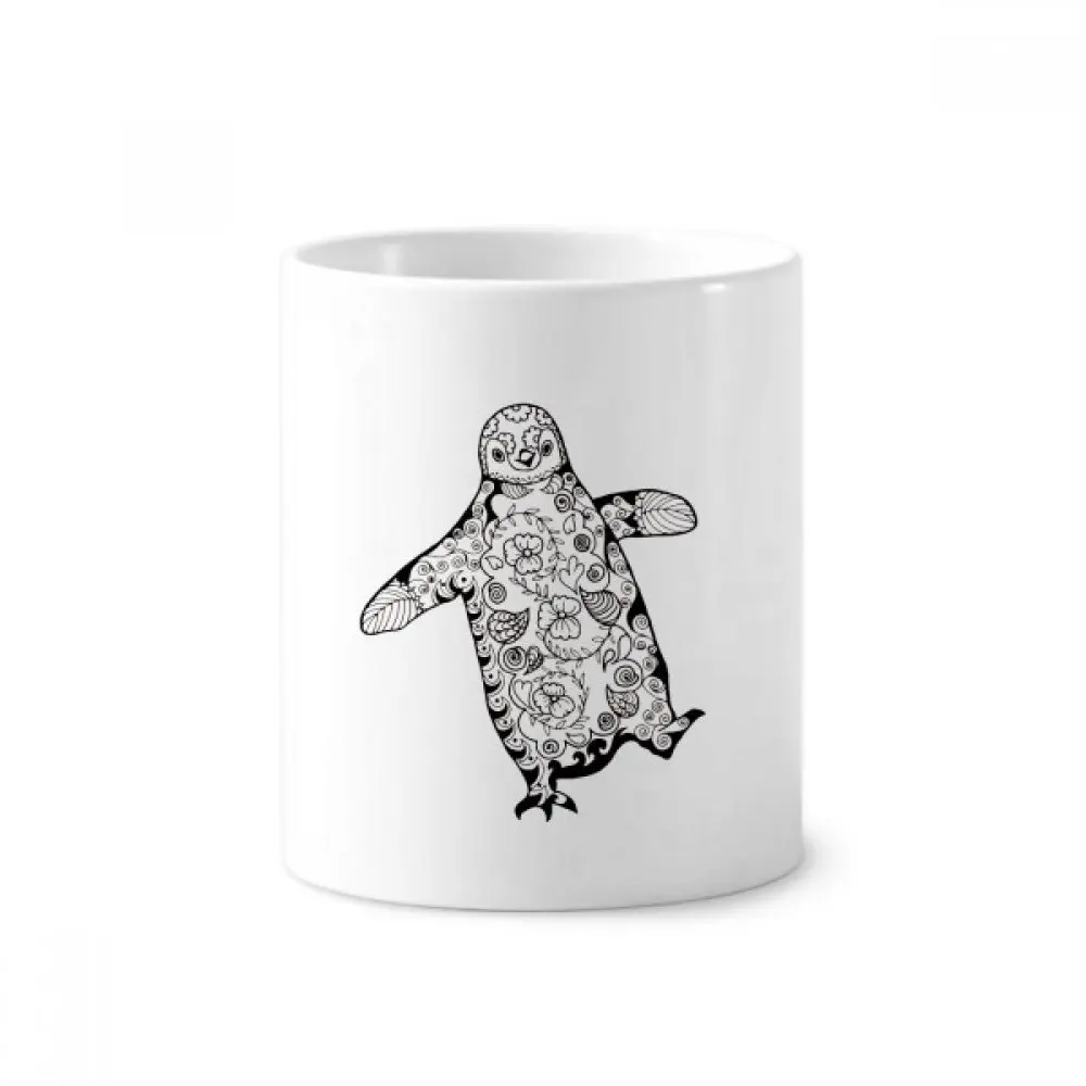 

Cute Clumsy Penguin Animal Portrait Sketch Toothbrush Pen Holder Mug White Ceramic Cup 12oz