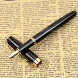 2 цвета изысканный BAOER 388 нержавеющая сталь авторучки цвет серебристый, золотой отделкой M перо размеры Ручка #1