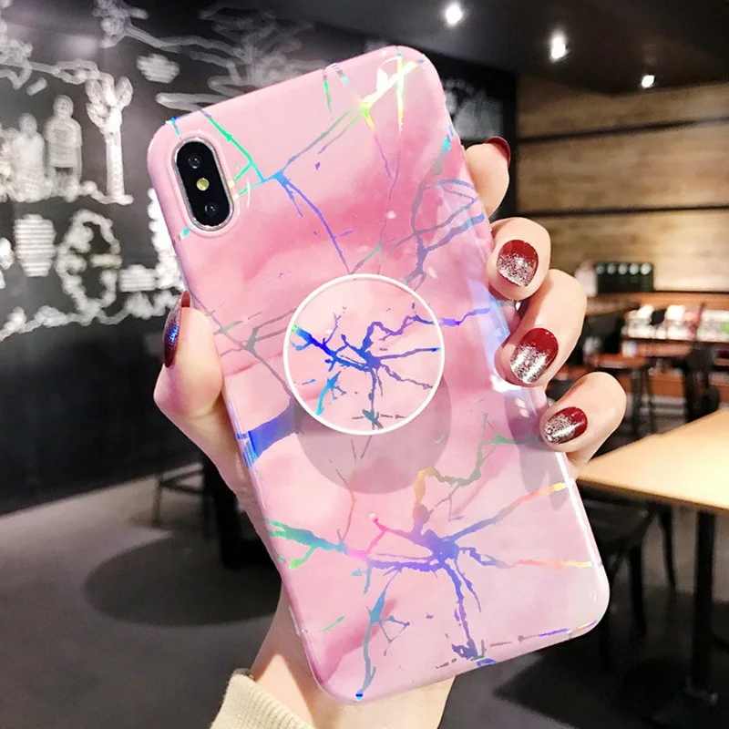 Мраморный чехол-подставка для телефона 6plus iphone 7 8 6 s Plus мягкие силиконовые чехлы