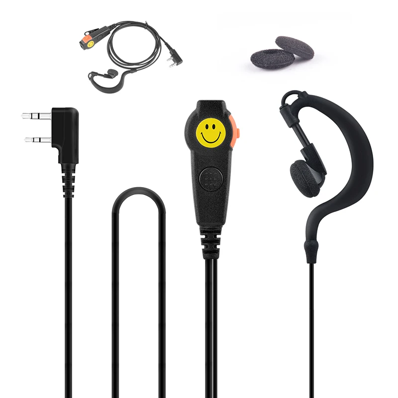 

walkie talkie earpiece One-Wired Ear Hanger G-Loop Ear Bar WITH Mic & Double PTT Headset 2-pin K plug for baofeng Two way radio