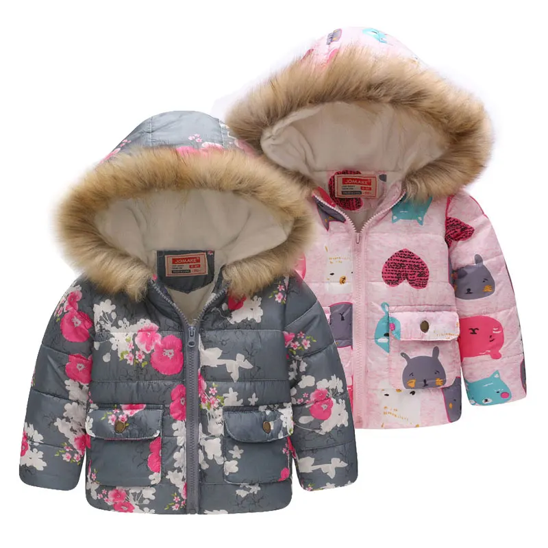Меховая куртка с капюшоном для мальчиков, зимняя куртка для девочек, теплые хлопковые пальто, детская одежда, верхняя одежда и Coats2-6T