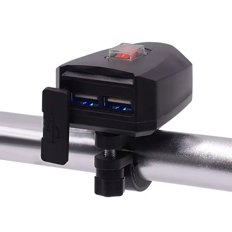 

10V-80V Motorcycle 2.4A Dual USB Waterproof Power Charger Scooter Handlebar Cigarette Lighter Adapter Moto Accessories New