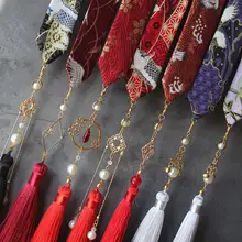 Наденьте на лоб ленту для волос hanfu tassel горячее тиснение парча Карп съемная бахрома кран шины аксессуары для волос