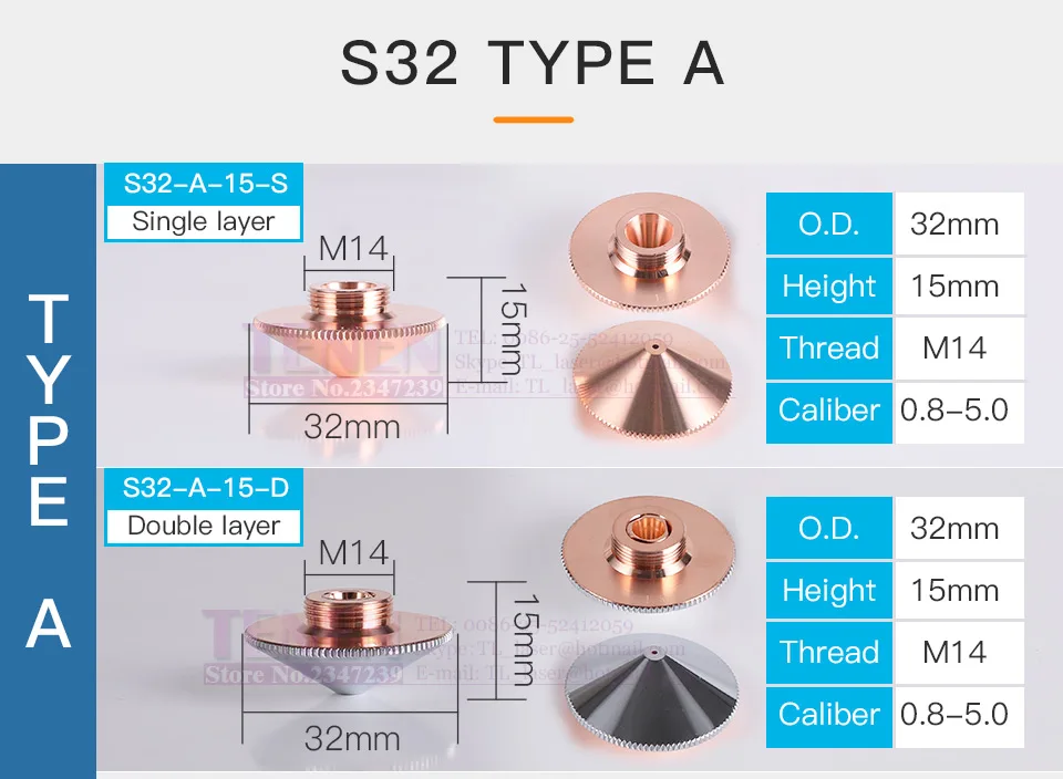 Однослойные/двухслойные диам. 32 мм H15 M14 Калибр 0,8-5,0 расширяющие возможности Raytools лазерные насадки для волоконной лазерной резки головки ЧПУ