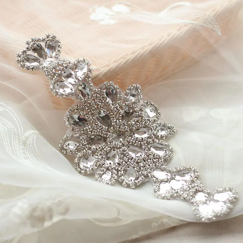 Rhinestone Applique Crystal Trim Rhinestone Beaded Applique Bridal