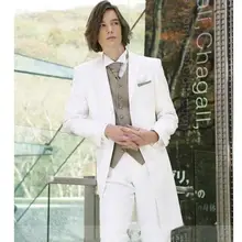 Пальто с ласточковым хвостом, белый популярный бренд Terno Masculino, индивидуальный высококачественный официальный жакет-смокинг, мужские костюмы из 3 предметов, тонкий