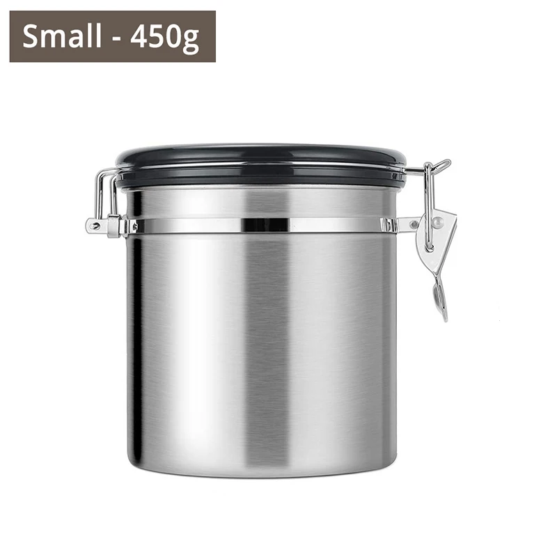 Leeseph герметичный контейнер для кофе-канистра из нержавеющей стали с СО2 клапаном для хранения с совком-сохраняет ваш кофе свежим ароматом - Цвет: Small - 450g