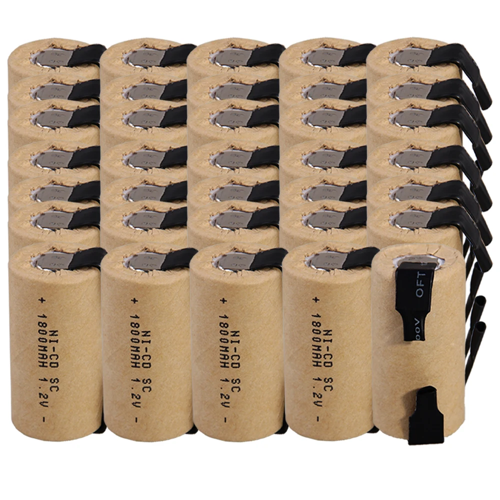 Самая низкая цена 35 шт аккумулятор SC 1 2 v батареи перезаряжаемые 1800 mAh nicd Батарея