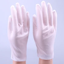 1 пара белые нейлоновые перчатки полный палец мужчины женщины официанты/водители/Ювелирные изделия/рабочие варежки Пот перчатки с возможностью впитывания рук протектор