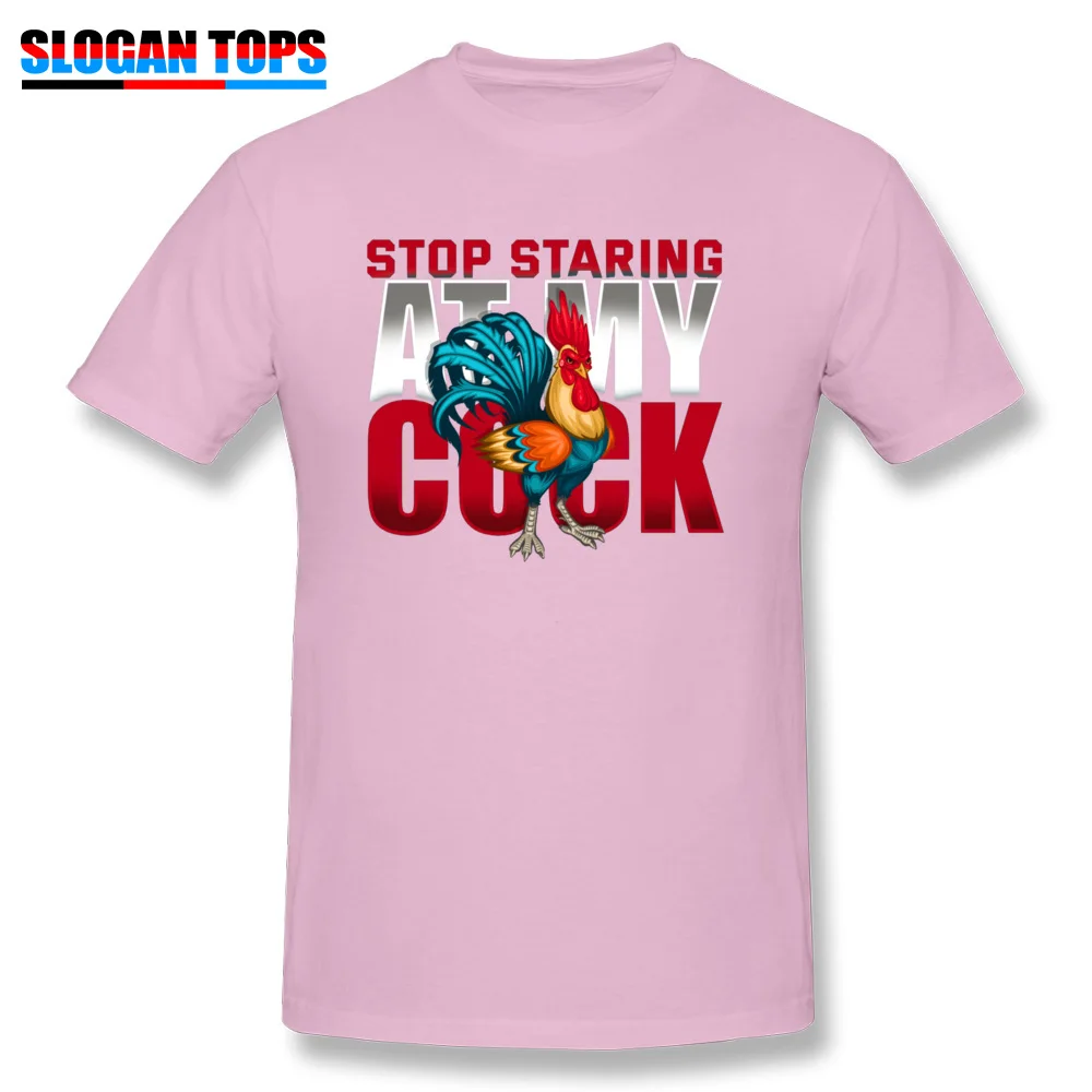 Street Crewneck T Shirts Summer/Fall Tops Shirts Short Sleeve Brand New Pure Cotton Leisure Tops Shirts comfortable Men's Stop Staring At My Cock Funny Chicken 9331 pink