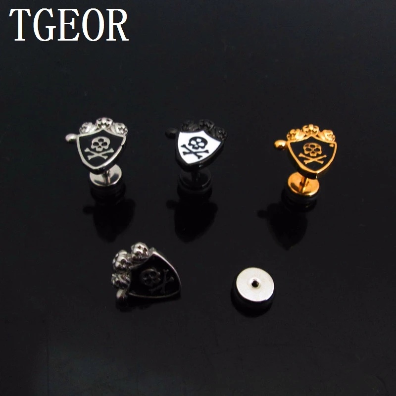 

illusion cheaters earring 1 pair 1.2*6*6/(11*12)mm Stainless Steel Shield with skull ear piercing fake plugs
