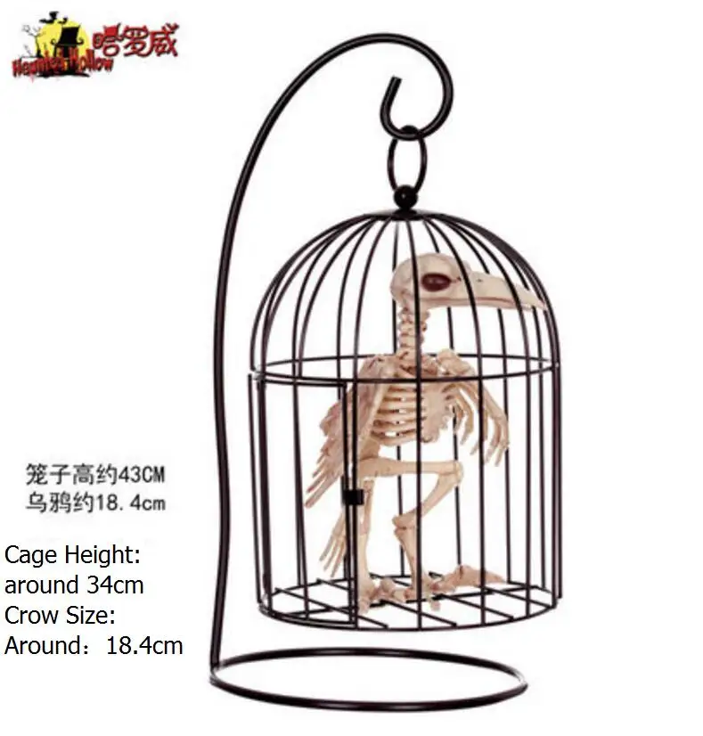 Good Quality Simulation Animal Crow Skeleton Mode With Cage For Good Quality Simulation Animal Crow Skeleton Mode With Cage For Party Bar Decor Handholding Bird Model In Diy Decorations From