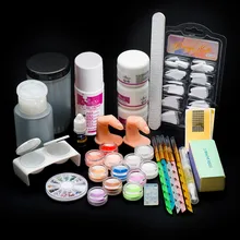 19 в 1 акриловая пудра для дизайна ногтей 2x псевдо-пальцевая модель клипер жидкость 12 цветов резная пыльца набор файлов 1j20