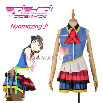 

LoveLive!SunShine!! Aqours Tsushima Yoshiko Cosplay Costume Custom 3rd Single HAPPY PARTY TRAIN Sexy Sleeveless Girl Dress