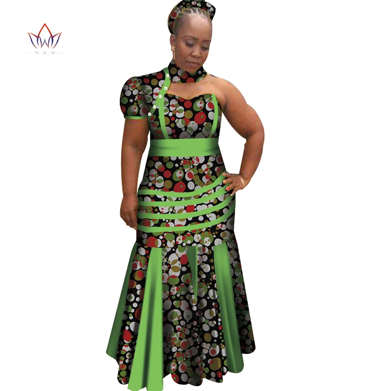 Новые женские длинные платья Дашики с платком Bazin Riche, африканские лоскутные платья для женщин, одежда в африканском стиле WY4070 - Цвет: 2