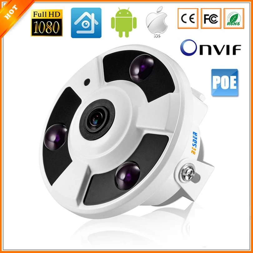 IP камера HI3516C + SC2035 Full HD 1080P 48 В 802.3af PoE панорамная 5 Мп объектив 1 7 мм ONVIF|camera pop|camera