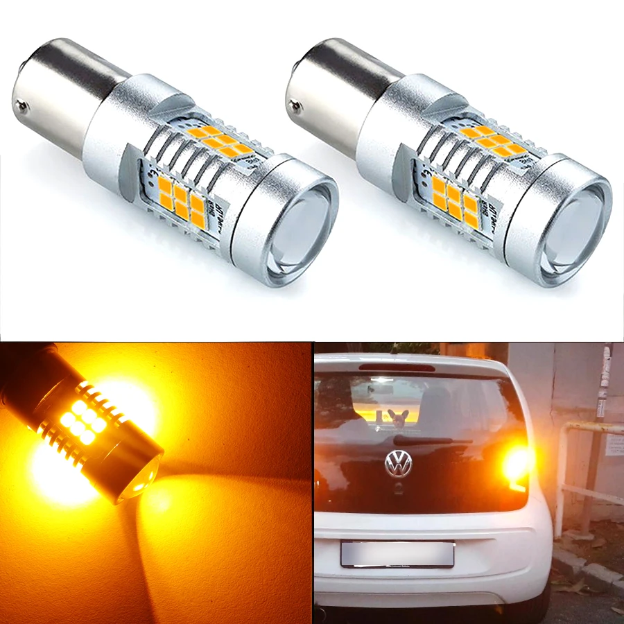 

2x Bau15s 7507 PY21W LED Bulbs 21-SMD High Power LED Parking Side Marker Bulbs Amber Yellow DC12-24V 1 Year Warranty VANSSI