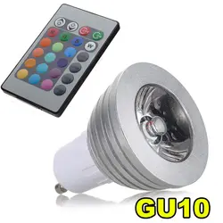 Gu10 3 Вт 16 Цвет rgb светодиодные лампы + IR Дистанционное управление