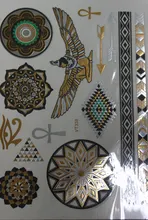 2015 Colorful Round Pattern Makeup Tattoo Exotic Egypt Girl Pretty Temporary Tattoo Sexy Flash Henna Gold