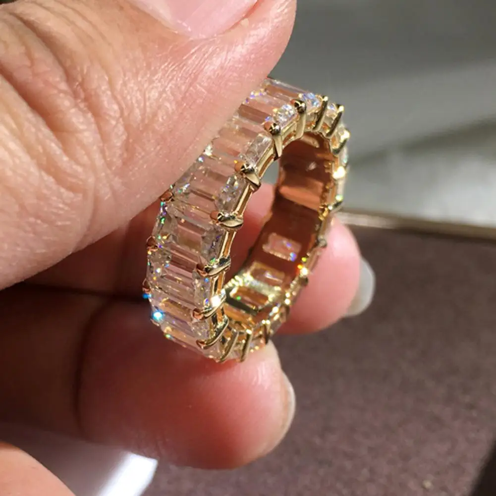 

Luxury Wedding Engagement Rectangle Cubic Zirconia Finger Ring Bridal Fashin Jewelry