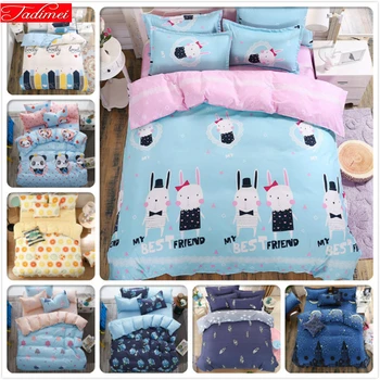 

Student Kids Cartoon 3pcs/4pcs Set Bed Flat Sheet Duvet Cover Bedspread Pillowcase New Year Xmas Gift 1.5m 1.8m 2m 2.2m Bedlinen
