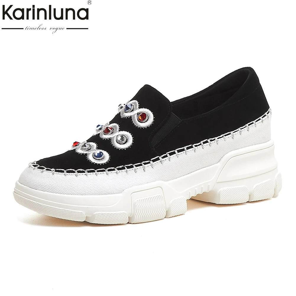 

brand kid suede leather top quality flat platform flats woman shoes slip on casual fashion shoes woman flats women footwear