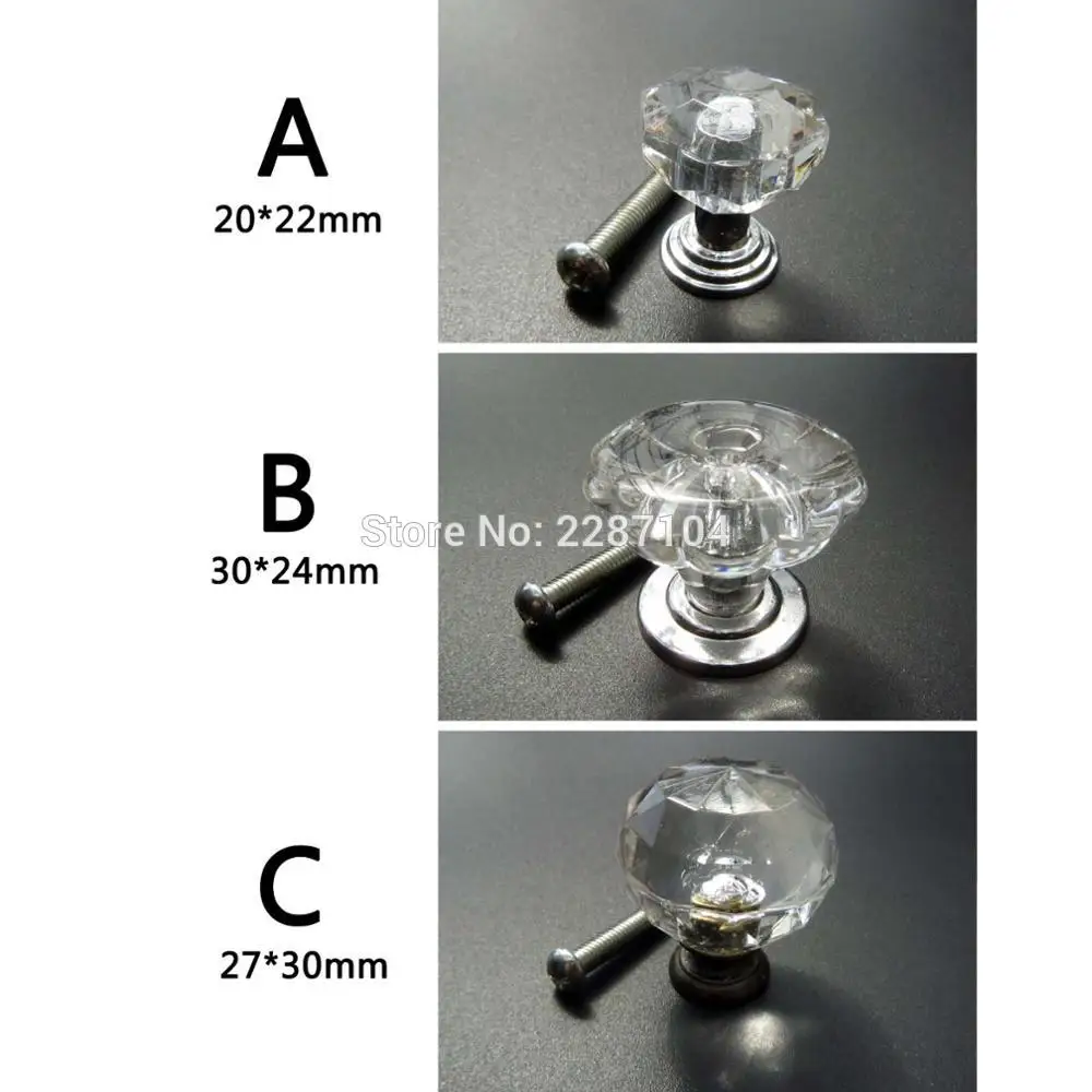 

2pc Acrylic Clear Transparent Plastic Diamond Kitchen Cupboard Cabinet Furniture Drawer Closet Door Window Handle Pull Knob