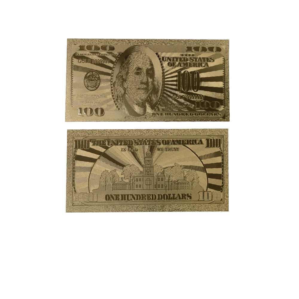 24k Gold Dollar Foil Money Us Paper 2 Usd Banknotes Collection Home Office Decor