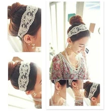 Hot Elegant Fabric Lace Wide Stretch Headband Romantic Hairwear Retro Cotton Head 5BUV 7GA5