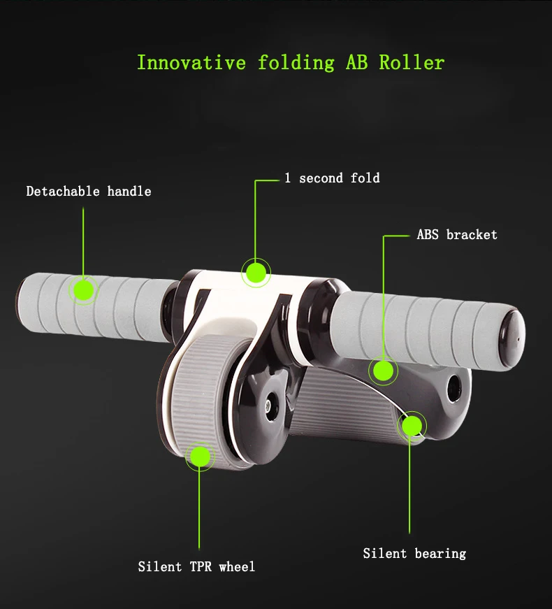 Двойное Колесо Мощность Ab ролик складной без шума колесо с ковриком для упражнений фитнес оборудование Бодибилдинг аксессуары