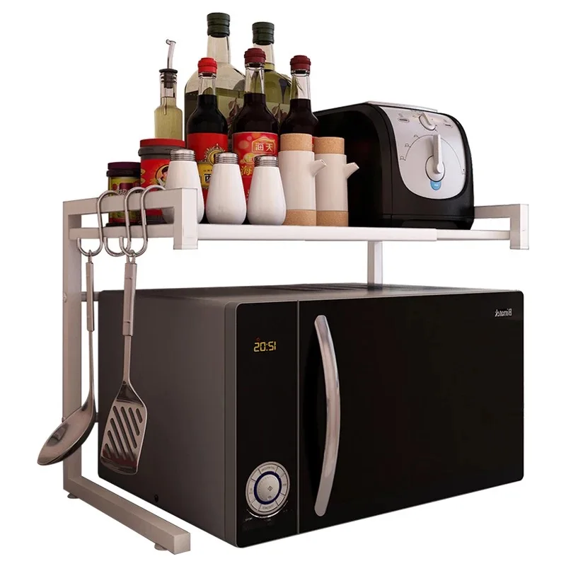  Multi functional provincial space retractable kitchen rack microwave oven rack oven rack 2 story st - 32866344149