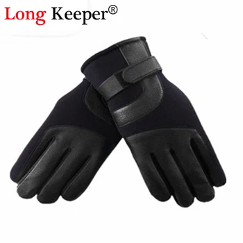 

Long Keeper Top Quality Classic Mens Gloves Full Finger Leather & Cotton Glove for Men Winter Military Guante Driving Luvas M178