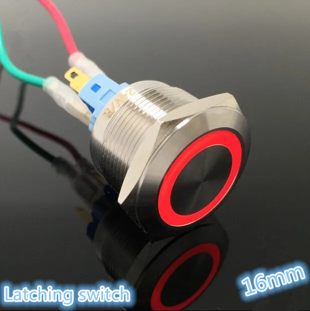 

1 Set Stainless Steel Metal LED 16mm Push Button Switch Car Dash 3v 5v 6v 12v 24v 48v 110v 220v Ring Light Switch Self Latching