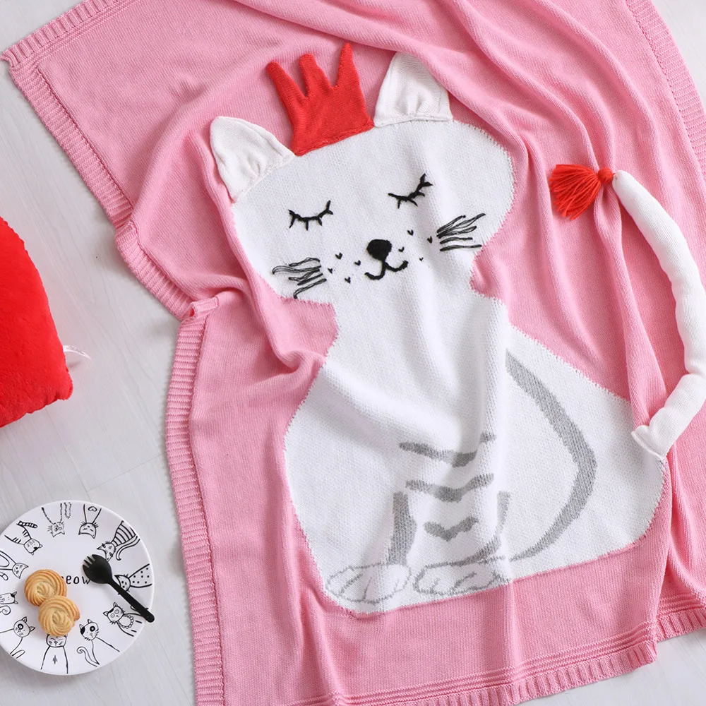 Fox Cat Angel blankets and throws slipcover cotton chunky knitted throw sofa blanket decorative on the soft sleeves | - Цена: 