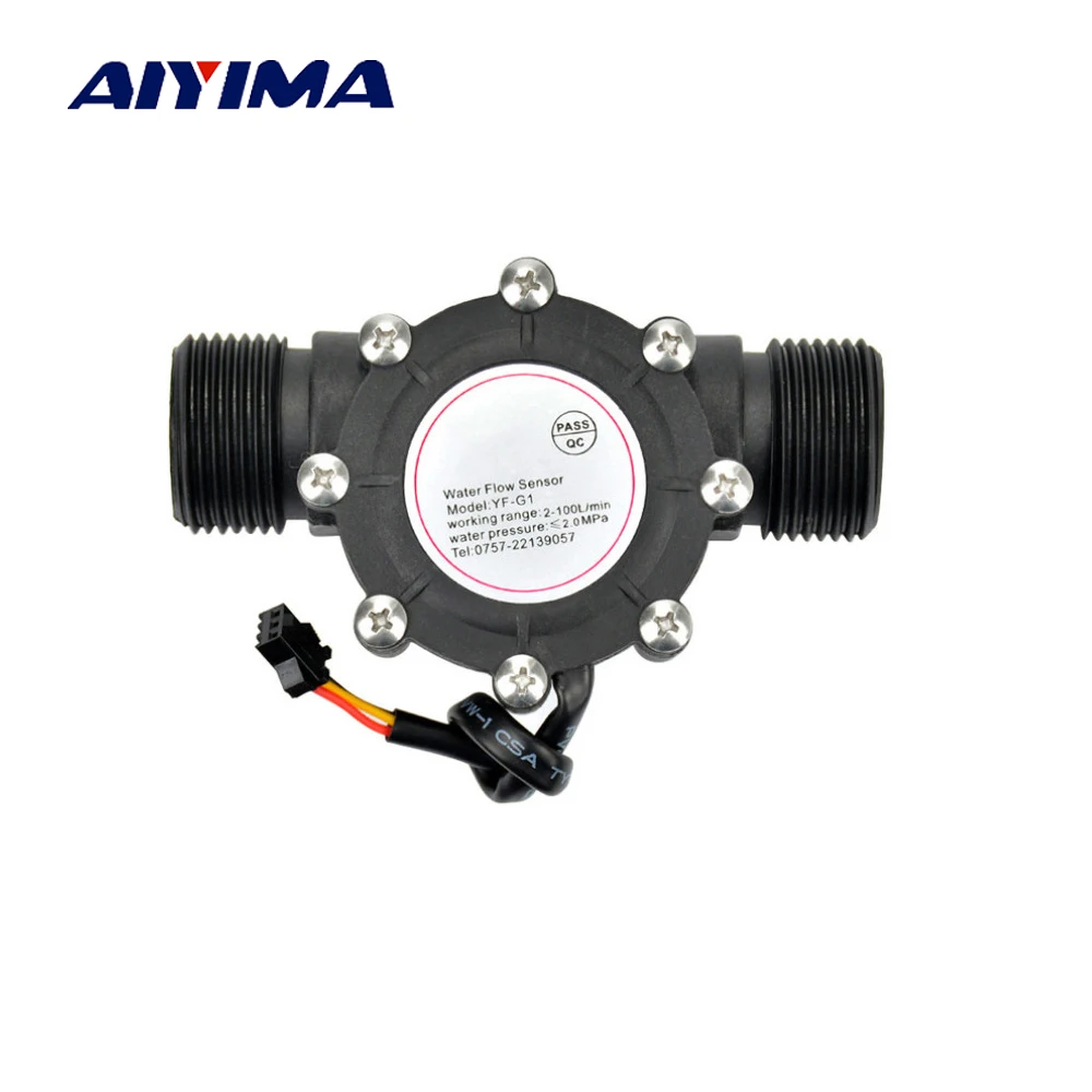 Online Aiyima1pcs Sensor de flujo de agua de DN25 DC3.5 24V 1 pulgadas 2 100L min Hall flujo calentador de agua de la bomba de calor de medidor de flujo interruptor contra