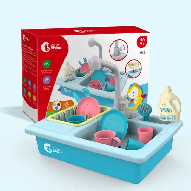 Us 24 99 50 Off Cute Stone Color Changing Kitchen Sink Toy Children Heat Sensitive Thermochromic Dishwasher Running Water Playing Toy Girls Boys In