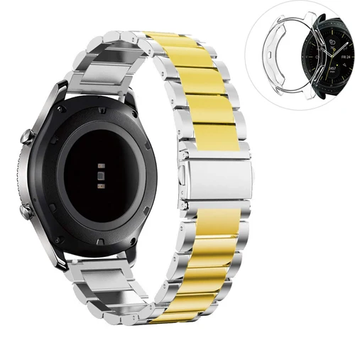Чехол active 2+ ремешок для samsung galaxy watch 46 мм S3 Frontier huawei gt watch band 20 мм/22 мм металлический браслет+ Защитная крышка - Цвет ремешка: silver gold