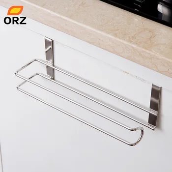 

ORZ Stainless Steel Kitchen Tissue Holder Hanging Bathroom Toilet Roll Paper Holder Towel Rack Kitchen Cabinet Door Hook Holder