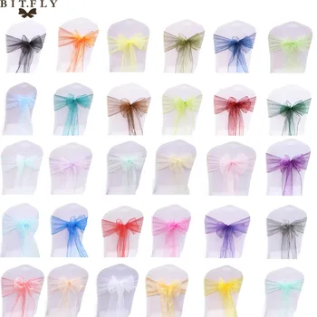 

BIT.FLY 7x108inch Organza Wedding Chair Decorations Chair Sashes Bow Knot Cover For Wedding Party Banquet Event Decor Supplies