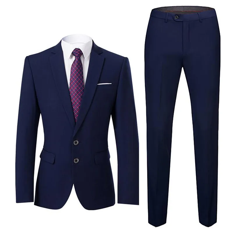 Пиджак+ брюки комплект из 2 предметов/ модная новинка мужской повседневный бутик деловой костюм свадебный костюм жениха пиджак брюки - Цвет: 902 blue