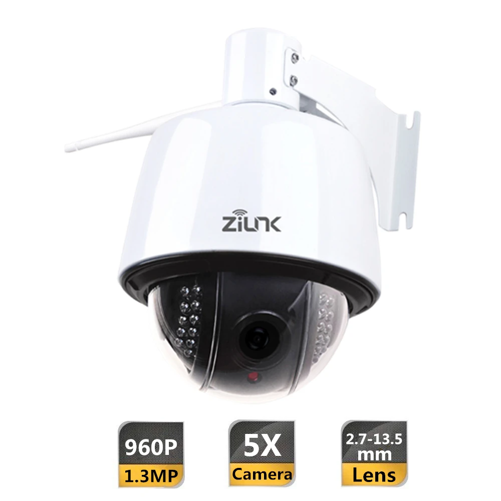 

ZILNK PTZ Speed Dome Camera 5X Optical Zoom 960P HD Security WiFi IP Camera Waterproof IP66 Motion Detection Support 128GB Card