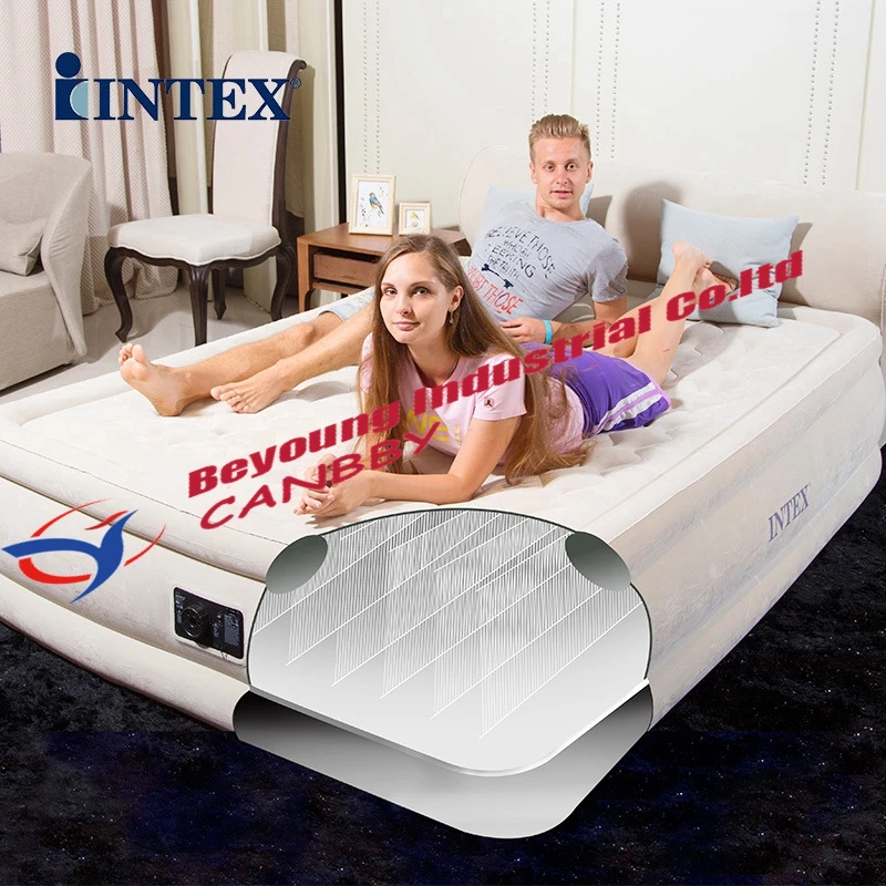 Intex queen Dura Beam ультра плюшевый надувной матрас для кровати с изголовьем Встроенный