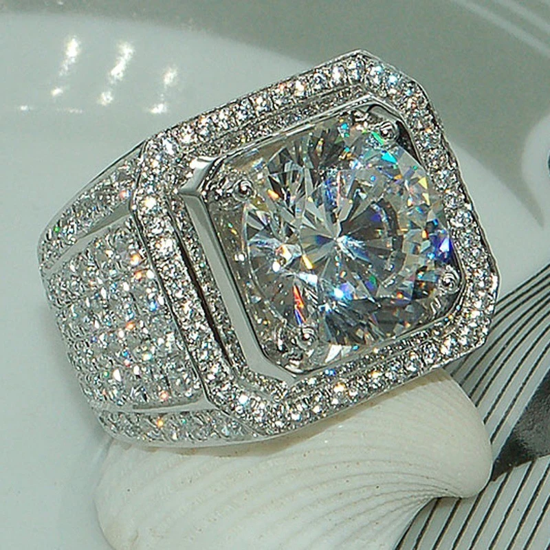 HOMOD Micro Pave CZ Wedding Rings Engagement Hip Hop Bling Round Shape Cool Street Men Bling Iced Out CZ Ring