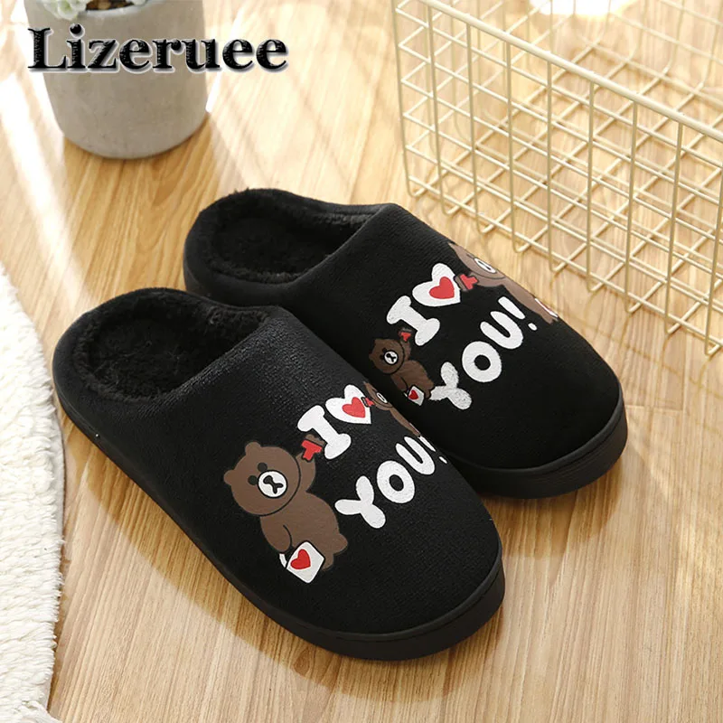 

Men Winter Home Slippers cute Shoes Non-slip Soft Winter Warm House Slippers Indoor Bedroom Lovers Couples Floor Shoes KS253