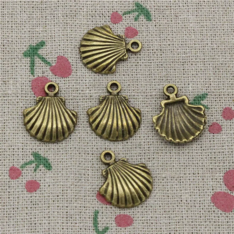 

30pcs Charms shell 18*15mm Antique Bronze Vintage Pendants For Jewelry Making DIY Bracelet Necklace