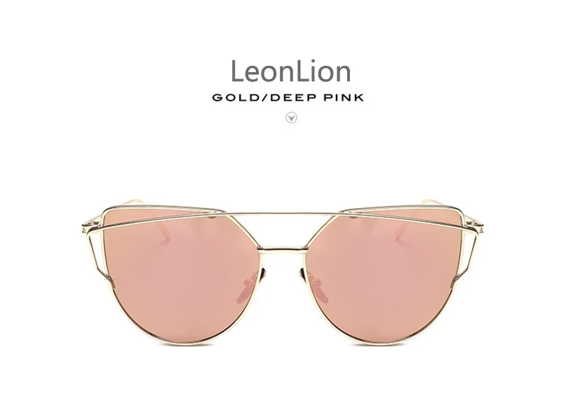 LeonLion, зеркальные солнцезащитные очки Cateye, женские винтажные металлические светоотражающие очки, фирменный дизайн, Lunette De Soleil Femme