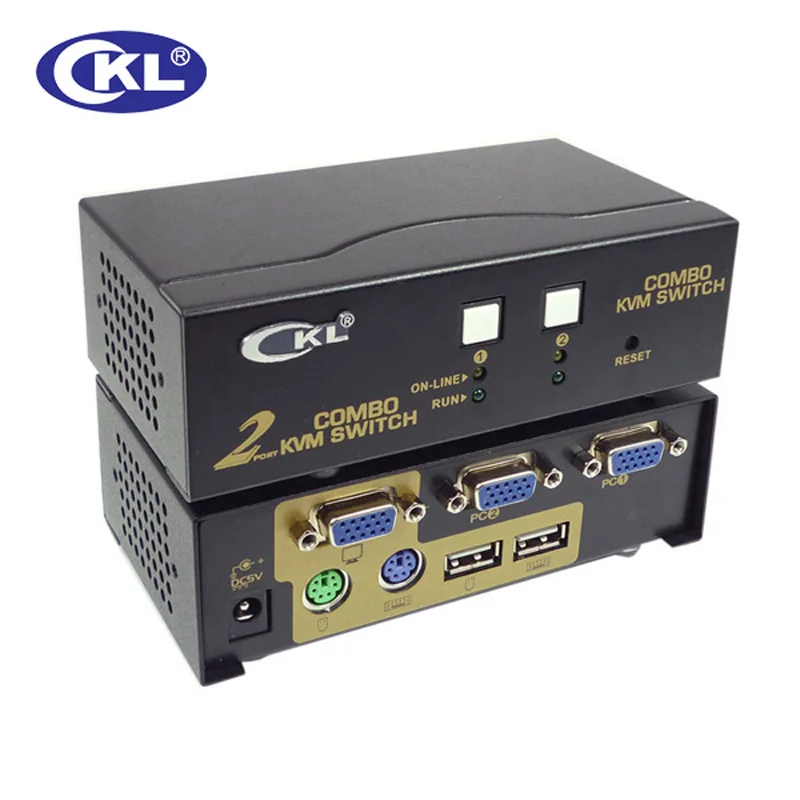 CKL 2 Port USB 2.0 PS/2 VGA KVM Switch with Cables Support